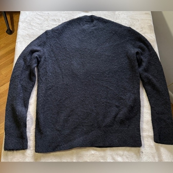 AllSaints Black Distressed Graphic Knit Sweater 01 11 94 Oversized Fit Men Small - Picture 4 of 7